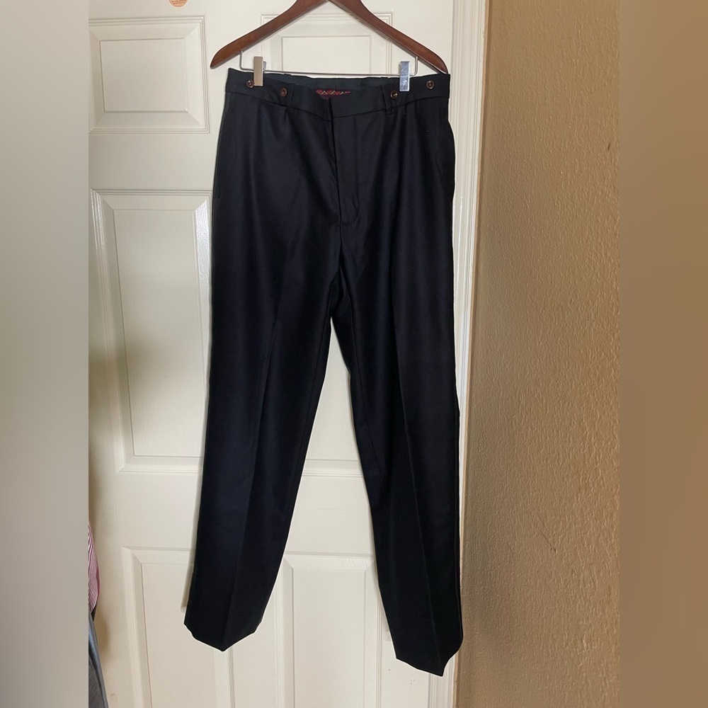 Ralph Lauren Men's Black Classic-Fit Wool Trousers Pants 35W 34L‌‌ - Picture 10 of 13